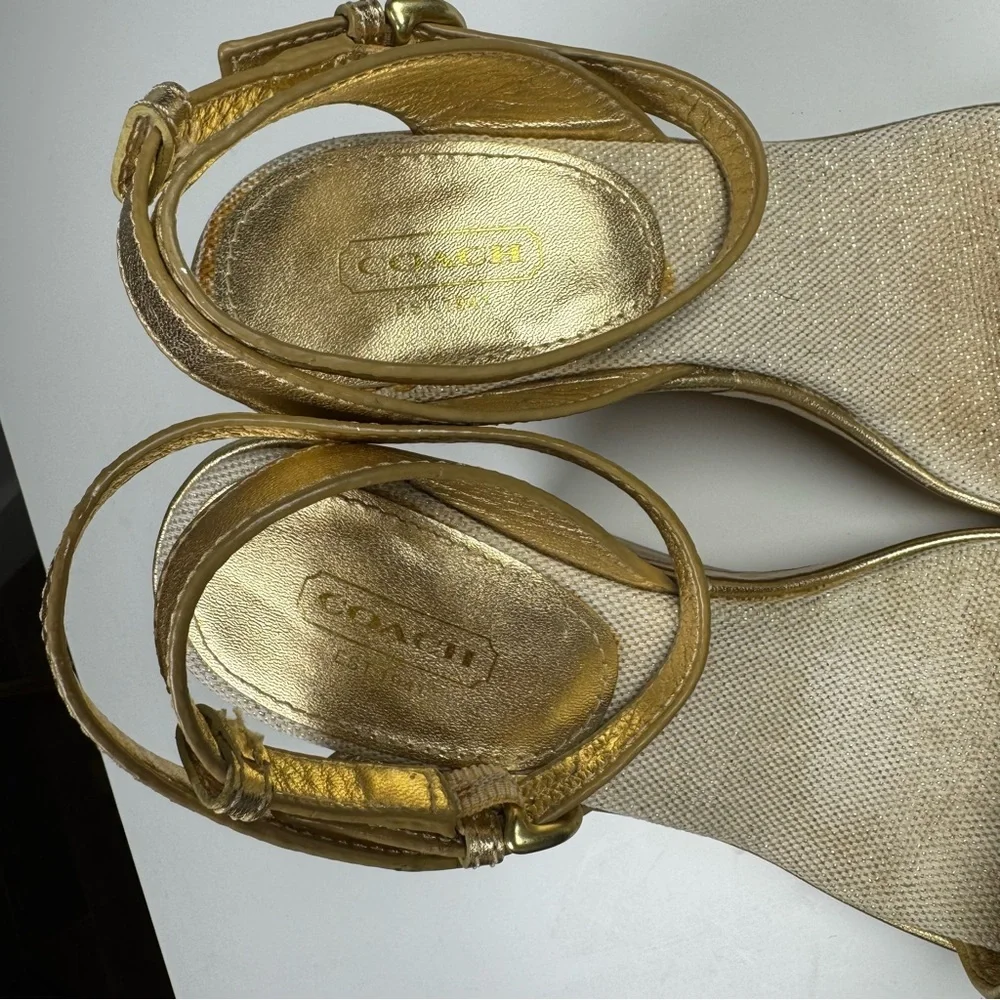 Coach Ellette Tattoo Cork Wedge Heel Sandals Rose Size 7.5 - Picture 10 of 11